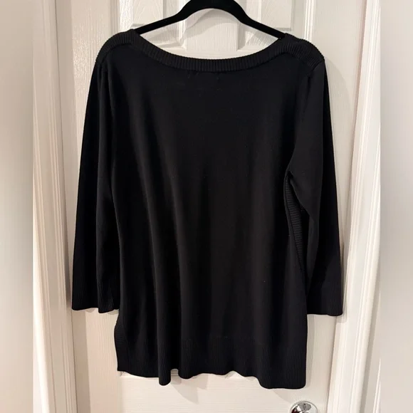 Cable & Gauge Women's Black Tunic Boat Neck Sweater. XL. - Picture 2 of 4
